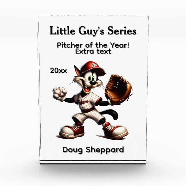 Bloc Photo Goofy Cat Baseball Pitcher Cinq zones de texte (Devant)