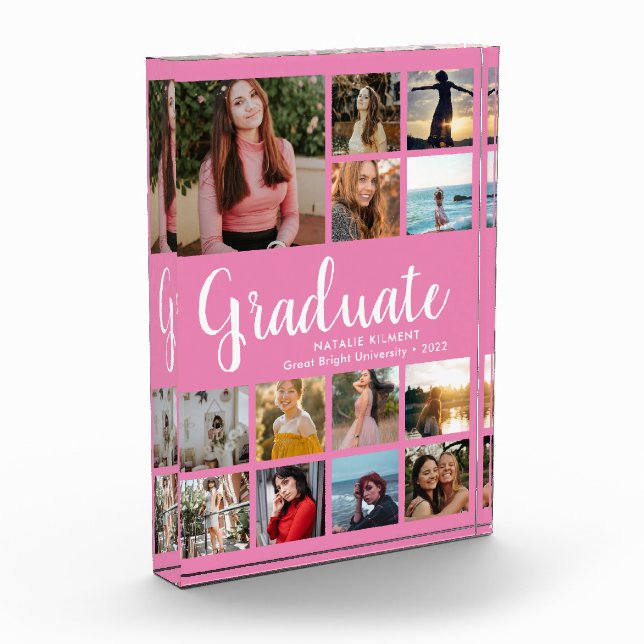 Bloc Photo Graduate Collage Graduation Pink Photo Block (Gauche)
