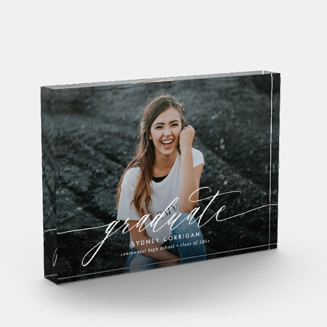 Bloc Photo Graduation de script de calligraphie simple (Gauche)