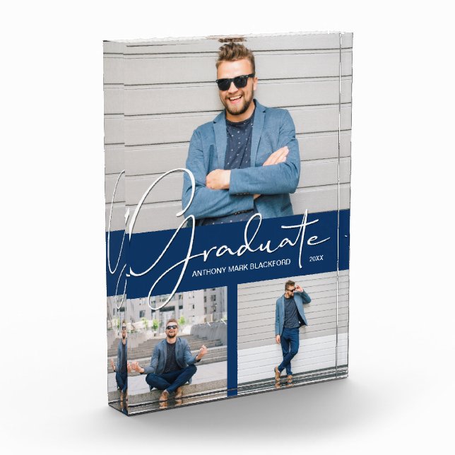 Bloc Photo Graduation moderne Marine Blue Collage (Gauche)