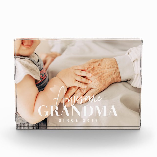Bloc Photo Grand-mère géniale depuis 20XX Simple Élégant (Devant)