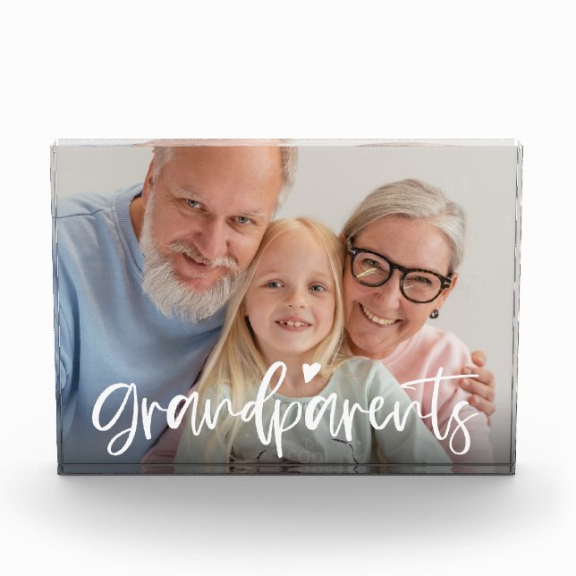 Bloc Photo Grand-parents Aimer Script Cadeau personnalisé (Devant)