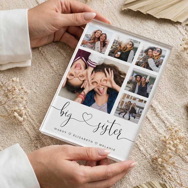 Bloc Photo Grand script de soeur | Cadeau Pour Soeurs Photo C (Big Sister Script | Gift For Sisters Photo Collage)