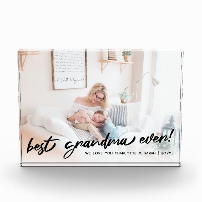 Bloc Photo Grandma Script Overlay We Love You Photo Block (Devant)