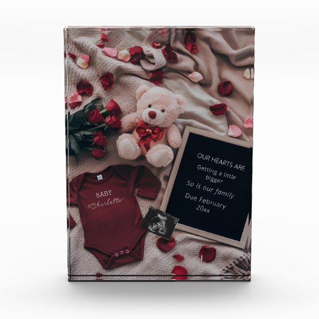 Bloc Photo Grossesse romantique avec Roses & Teddy (Devant)