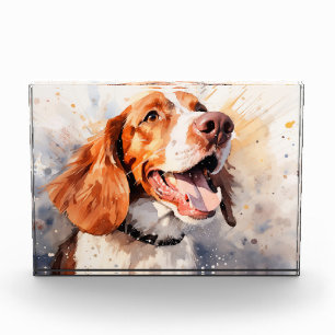 Bloc Photo Happy Watercolor Dog Art Imprimer