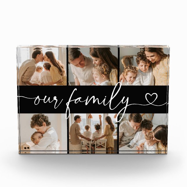 Bloc Photo Heart Script Typography Elegant Our Family (Devant)
