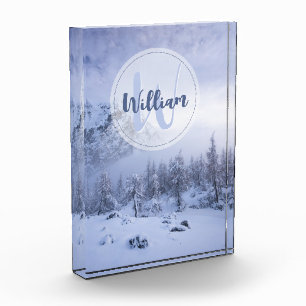 Bloc Photo Hiver merveilleux brouillard épinette forêt neige