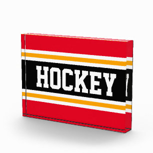 Bloc Photo HOCKEY Sporty Bright Red Black Yellow Stripes