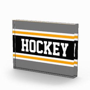 Bloc Photo HOCKEY Sporty Gris Noir Blanc Jaune Gris