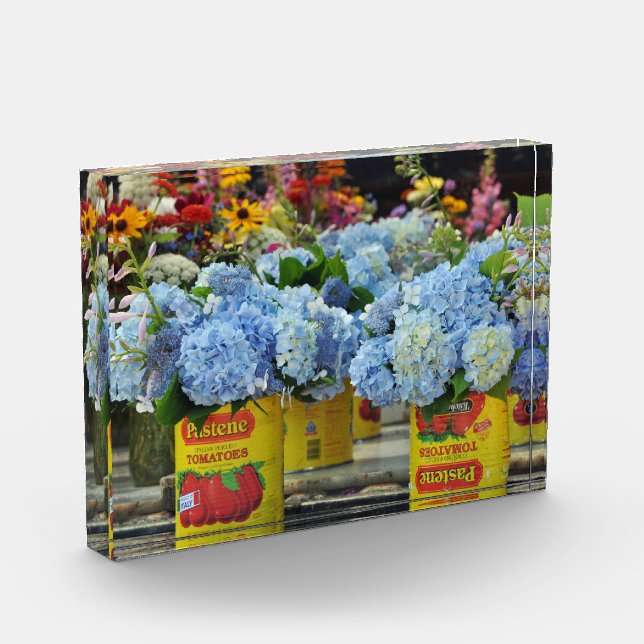 Bloc Photo Hydrangées et fleurs fraîches dans les boîtes à to (Gauche)