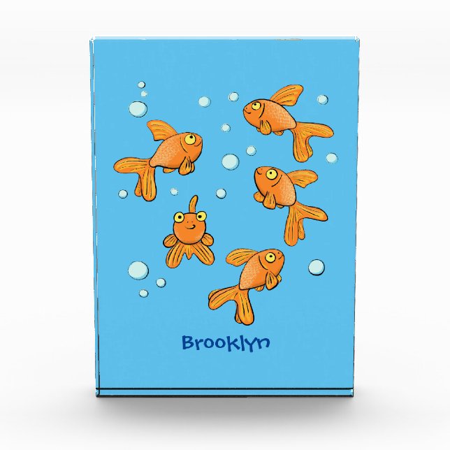 Bloc Photo Illustration de caricature de poisson rouge orange (Devant)