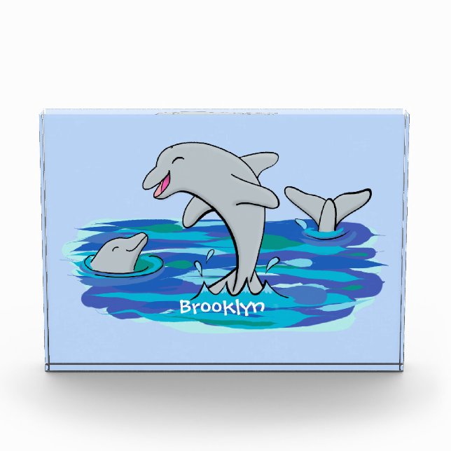 Bloc Photo Illustration de dauphins heureux adorables (Devant)