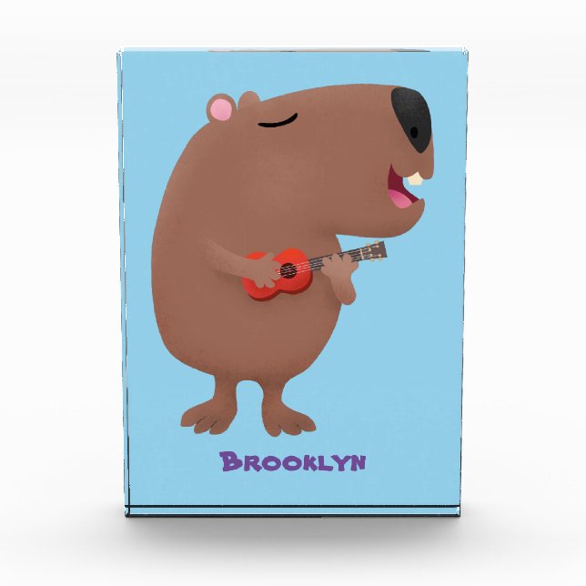 Bloc Photo Illustration de dessin animé de capybara ukulele (Devant)