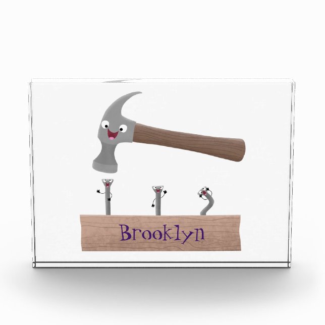 Bloc Photo Illustration de dessin mignon, marteau et ongles (Devant)