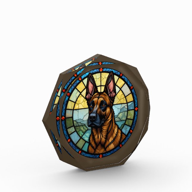 Bloc Photo Illustration de style Malinois belge en verre vern (Gauche)