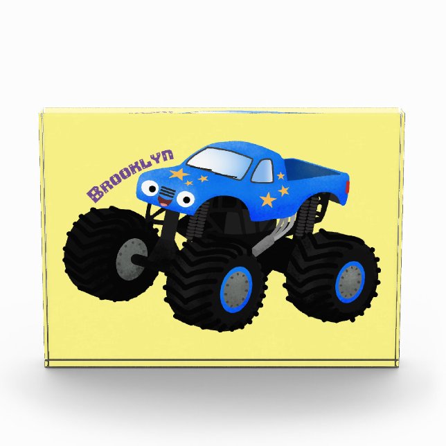Bloc Photo Illustration d'un camion monstre bleu mou (Devant)