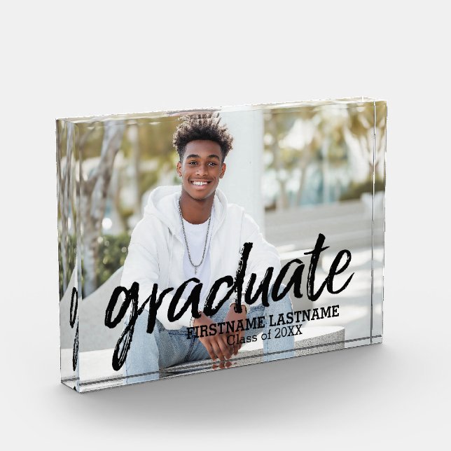 Bloc Photo Image de graduation tendance avec lettres brossées (Gauche)