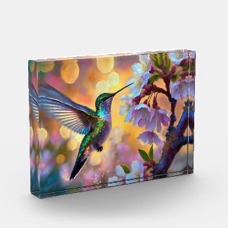 Bloc Photo Imaginaire de cerisier en fleurs Hummingbird