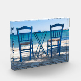 Bloc Photo J'aime Grèce taverna photo bleu et blanc