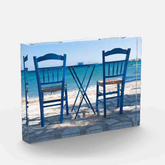 Bloc Photo J'aime Grèce taverna photo bleu et blanc (Gauche)