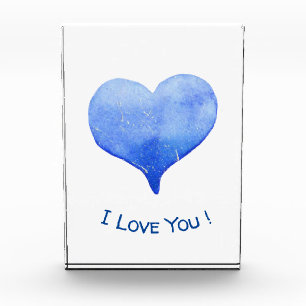 Bloc Photo Je t'aime Cœur Bleu Mignon Saint-Valentin