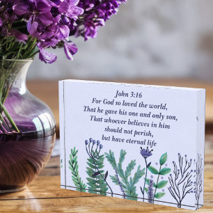 Bloc Photo Jean 3:16 Verse de la Bible Belle florale de Pâque