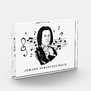 Bloc Photo Johann Sebastian Bach Portrait et buste avec notes