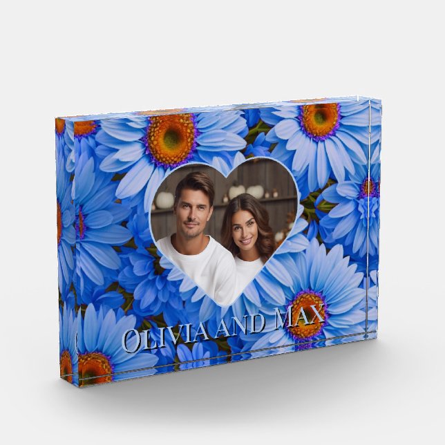 Bloc Photo Joli bleu bleu motif marguerite (Gauche)