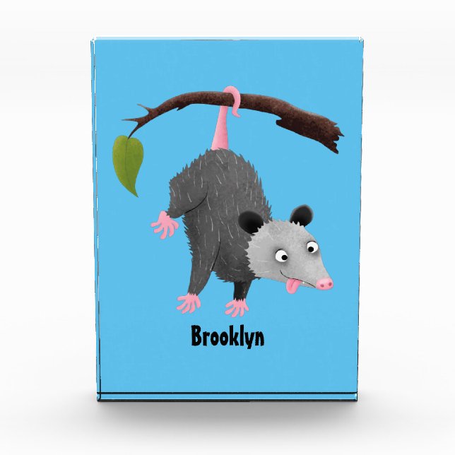 Bloc Photo Joli opossum accroché à la branche dessin animé (Devant)