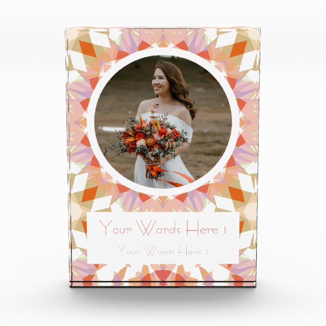 Bloc Photo Joli Orange Vert d'automne Mariage mariage Cadeau (Devant)