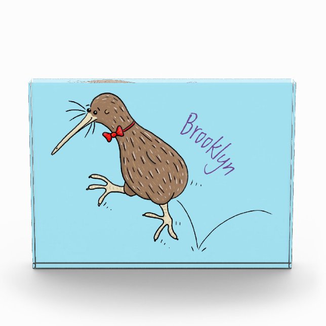 Bloc Photo Joyeux kiwi de saut avec dessin de cravate arc (Devant)