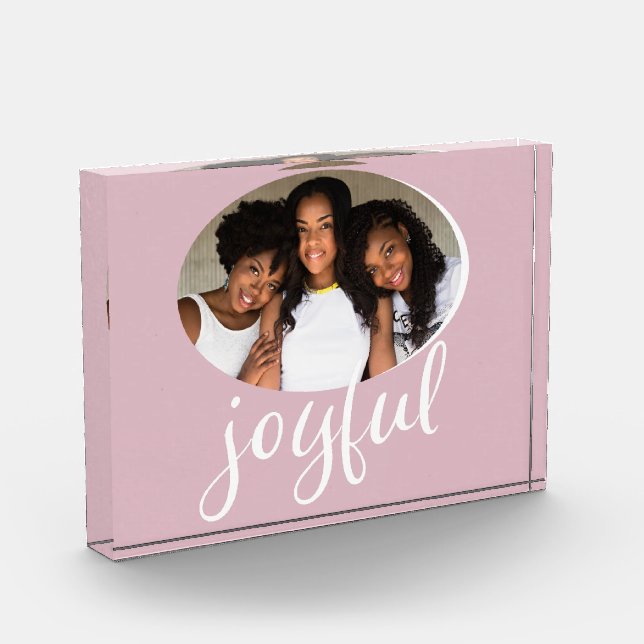 Bloc Photo Joyeux Pastel Pink Script Noël (Gauche)