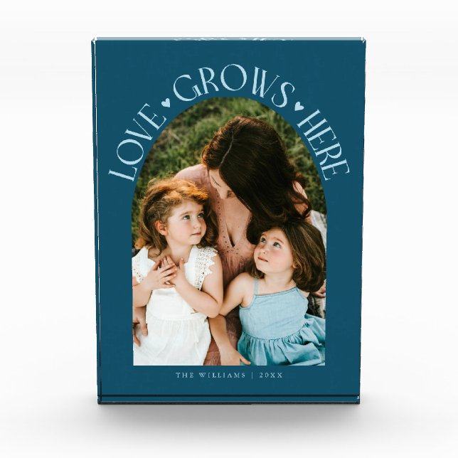 Bloc Photo L'amour grandit ici Moderne Arch Turquoise (Devant)