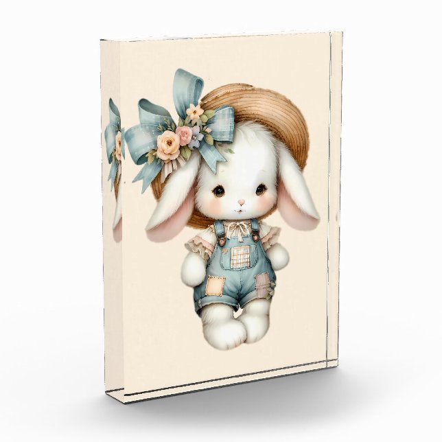 Bloc Photo Lapin mignon dans les couloirs avec Casquette pail (Gauche)