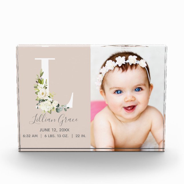 Bloc Photo Lettre florale floue L Photo Monogramme Statistiqu (Devant)