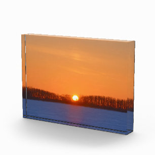 Bloc Photo Lever de soleil sur la prairie   Manitoba, Canada