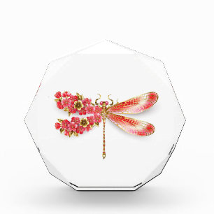 Bloc Photo libellule de fleurs avec sakura de bijoux