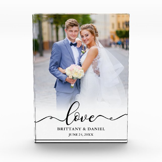 Bloc Photo Love Elegant Black Script Bride Mariage de chambre (Devant)