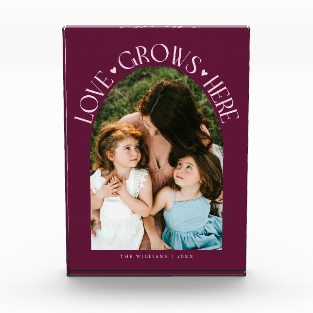 Bloc Photo Love Grows Here Modern Arch Cranberry (Devant)