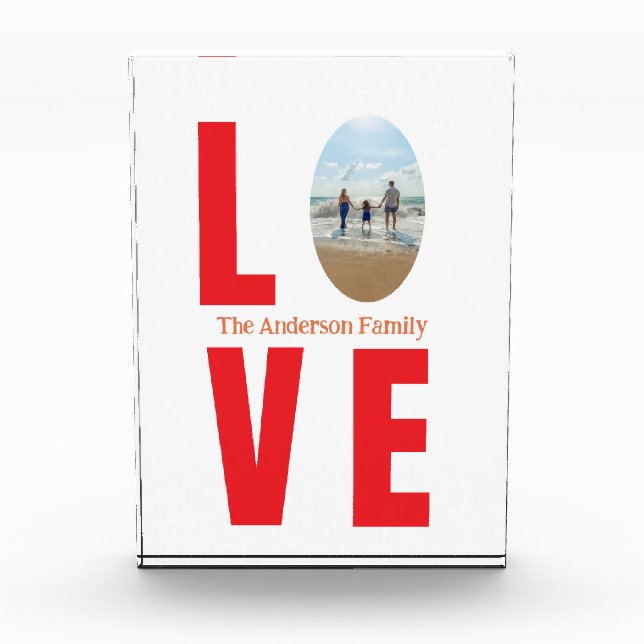 Bloc Photo Love rouge famille photo ovale forme moderne simpl (Devant)