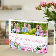 Love You Mom Mothers Day Watercolor Photo Collage