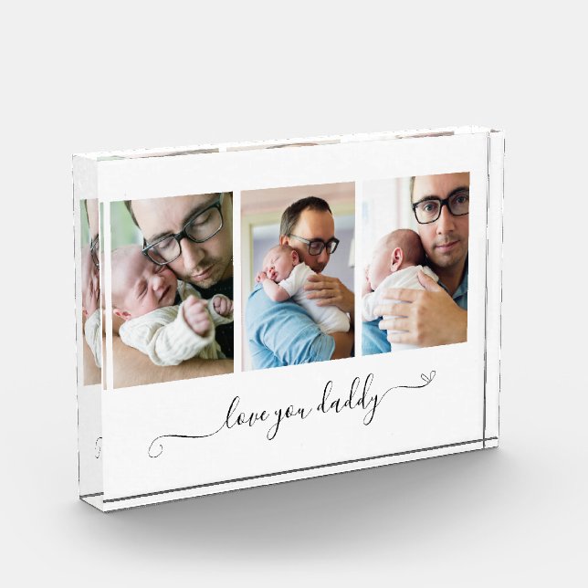Bloc Photo Love You Papa Custom Script 3 Photos (Gauche)
