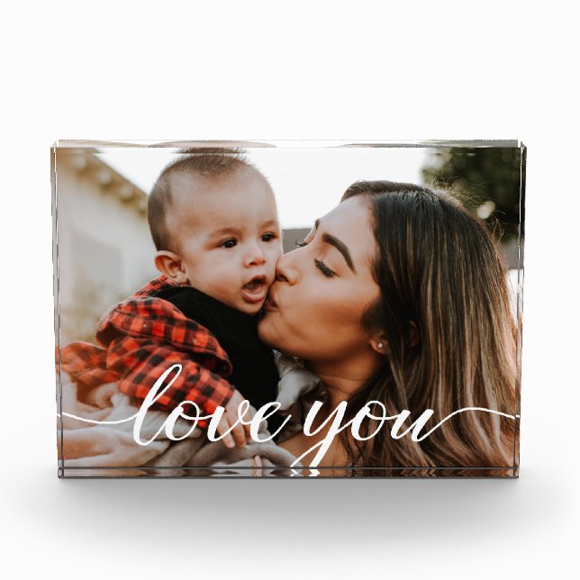 Bloc Photo Love You Script Photo personnalisée (Devant)