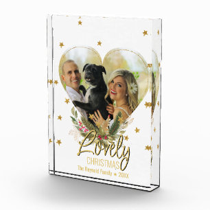 Bloc Photo Lovely Christmas Photo Heart Gold Parties scintill