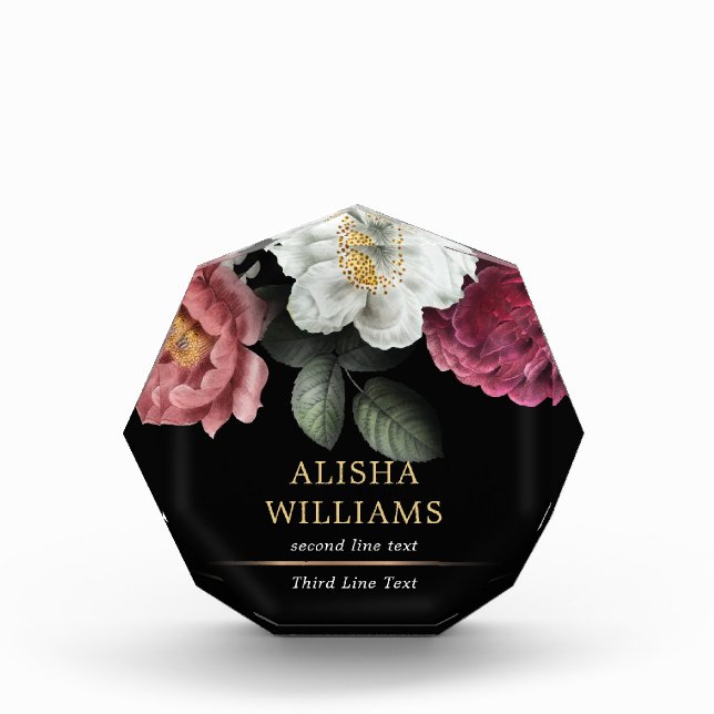 Bloc Photo Luxe Floral Black Gold Personnalisé (Devant)