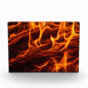 Bloc Photo Macro de flamme de feu dans la cheminée