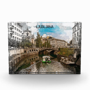 Bloc Photo Magnifique Vintage Ljubljana Slovénie Vue panorami