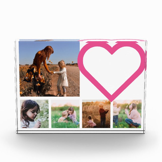 Bloc Photo Maman Famille Photo Pink Heart Modern (Devant)
