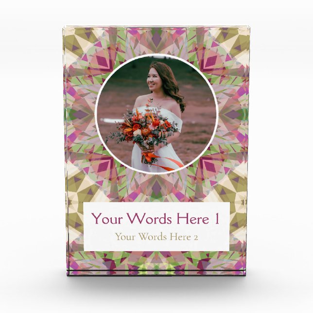 Bloc Photo Mariage Personnalisé Vert Rose Violet Étoile Nouve (Devant)